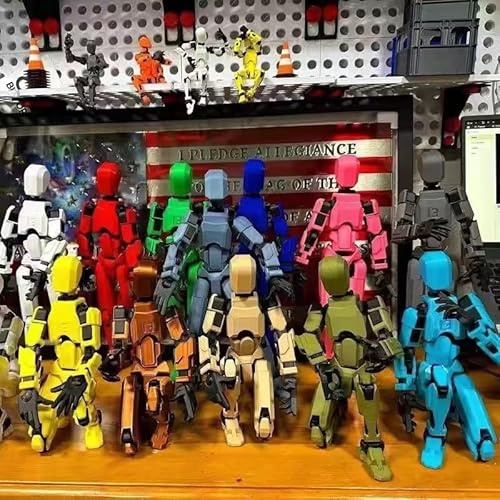 EIMONEY Lot de 12 figurines d'action T13 imprimées 3D mobiles multi-articulées, 13 figurines d'action multiarticulaires, décorations de bureau, cadeaux créatifs (12 pièces)