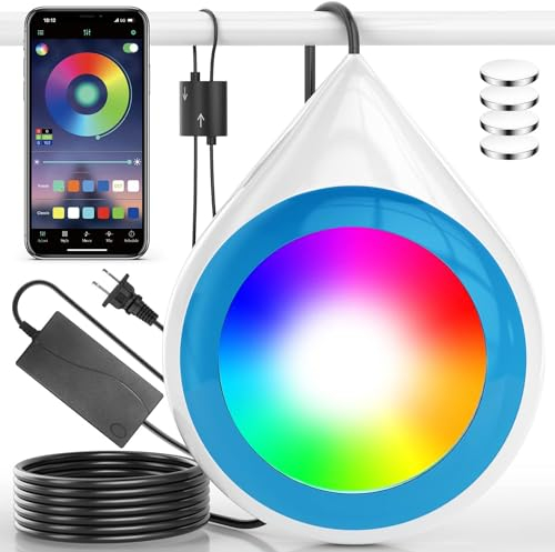 Roleadro RGB LED Poolleuchten für oberirdische Pool IP68 wasserdicht 12 V Hanging RGB Farbwechseln Sie dimmbare Unterwasser Tauchbeleuchtung mit App Steuerung für Stahlrahmenpool 5M Kabel kompatibel