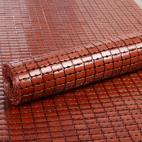 DZHTUF Stuoia Naturale Per Letto,Materassino Per Dormire Mahjong,Cuscino Per Sedia Antiscivolo,Tappetino Pieghevole In Bambù,45/60/70/80/90/150/180cm,Per Letto,Divano E Tatami,Curry-55x110cm/22x43in
