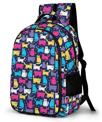 JiuPopular Daypack, Funky Cats Rucksack, Rucksack mit Taschen für Wandern, Camping, Reisen, Funky Cats, One size
