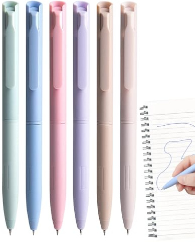 Eastuy Bolígrafos De Gel Para Journaling | Juego De Tintas De Secado Rápido A Color,6 Piezas Retráctiles Punta 0.5mm Multicolor para Dibujar Tomar Notas Bocetar Caligrafía