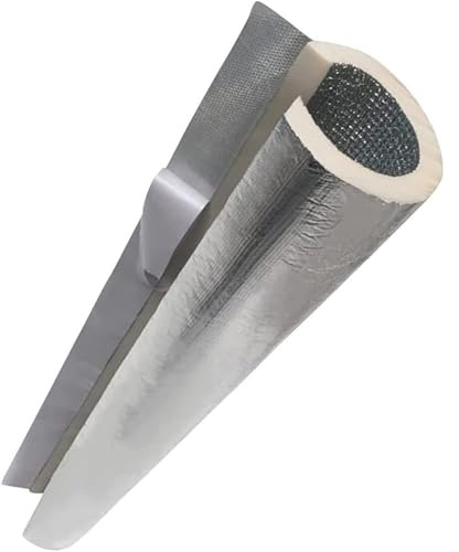 Isolante per Tubature Coppelle in Lana di Roccia con Alluminio Guaina, Autoadesivo Tubo Isolante Antigelo per Esterni, ID 22 27 34 43 52 65 76 90 114mm, Ignifugo Flessibile(22mm*15mm*0.95m)