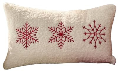 Guaber Funda de cojín bordada de algodón y lino con diseño navideño, para decoración festiva, para sofá, dormitorio, uso doméstico, funda de cojín bordada