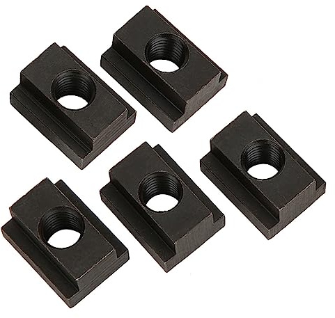 Dadi con scanalatura a T M12, 5 pezzi, finitura in ossido nero, acciaio 45 resistente - Elevata durezza, adattamento preciso, ideali per tavoli portautensili e profili in alluminio
