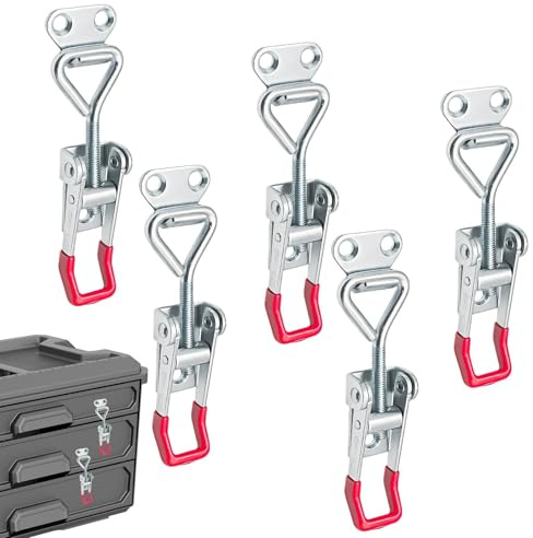 AMONENZ Sauterelle de Serrage, 5 Pièces Loquet à Bascule, GH-4001 Fermeture à Levier Réglable, Réglable Loquet de Serrage, pour Boîtes, Armoires et Tiroirs
