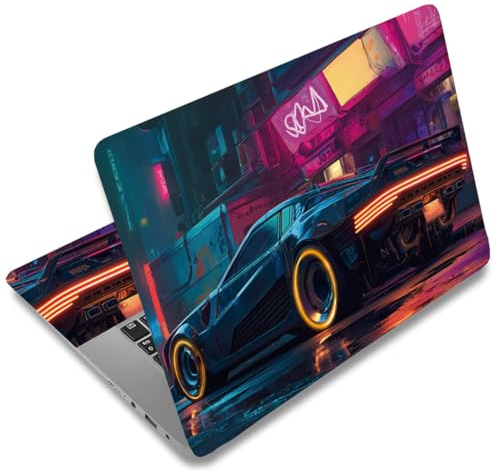 SUPERDANT 3 pegatinas funda para ordenador portátil diseño cibernético coche deportivo PVC impermeable resistente a los arañazos para personalizar PC 12 15,6 pulgadas regalo 38x27 cm