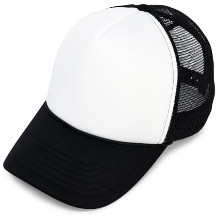 DALIX Two Tone Summer Mesh Cap in Black and White Trucker Hat