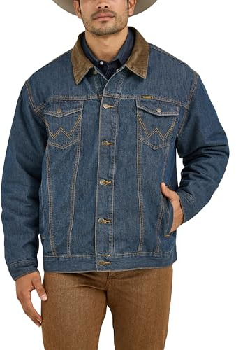 Wrangler Men's Cowboy Cut Western Lined Denim Jacket, Denim/Blanket, Large