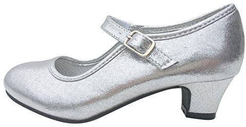 La Senorita Prinzessinnen Schuhe Silber glänzend für Mädchen - Brautjungfer Schuhe beim Hochzeit - Spanische Festliche Flamenco Tanz Schuhe für Kinder – ELSA Eisprinzessin