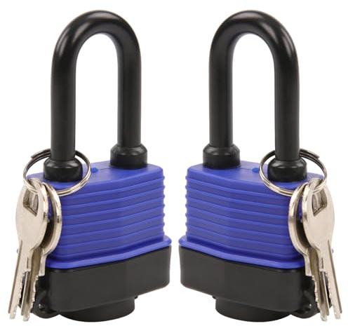 SEPOX® Heavy-Duty 44mm 1.75 Out-Door Padlock Keyed-Alike, Water-Resistant Cover, Steel Lock with Same-Key, Extra-Long-Shackle Anti-Rust, Brass Cylinder for Boat, Fishing, Marine, Fence