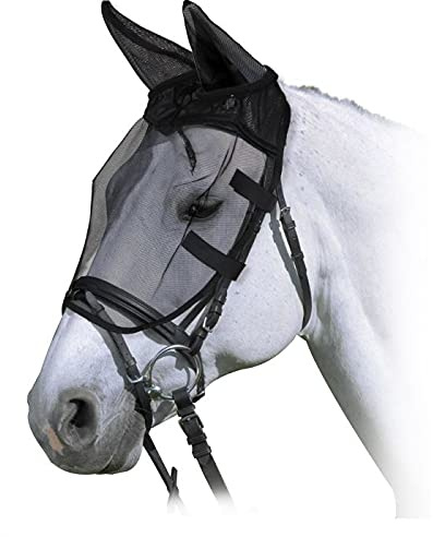 Riding Fly Mask Horses, Maschera Antimosche Leggera e Traspirante, Maglie Fini con Orecchie in Tessuto Forato per Protezione da Mosche e Moscerini, Concepita per la Protezione Ottimale del Cavallo