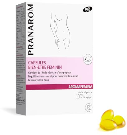 Pranarôm Bien-être Féminin Huile végétale d’onagre pour l’équilibre menstruel et le maintient de la santé et la beauté de la peau Aromafemina 30 Capsules