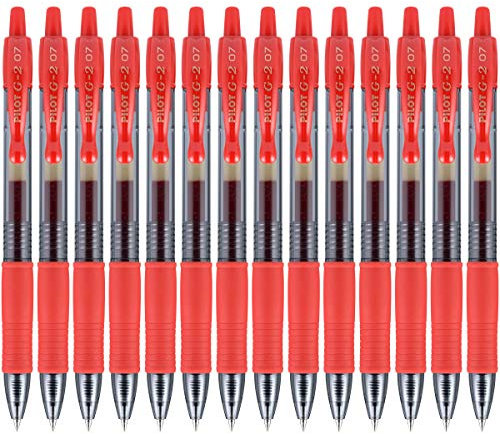 Pilot G2 Premium Refillable & Retractable Rolling Ball Gel Pens, Fine Point, Red Ink, 14-Pack (15364)