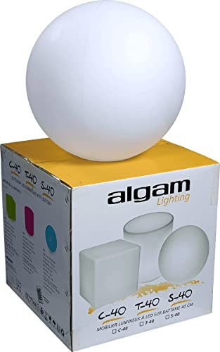 ALGAM LIGHTING - Sfera decorativa luminosa - 40 cm - LED 16 colori 4 Modalità - Telecomando, Durata batteria 12 ore, Ricaricabile, Resistente alla pioggia - Decorazione da esterno