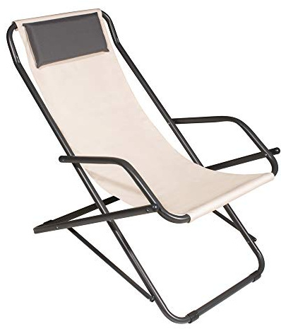 VERDELOOK | Formentera, Poltrona, Sedia a Dondolo, Sdraio oscillante, 90x60x73 cm, per Arredo Esterni, Made in Italy, Ecru