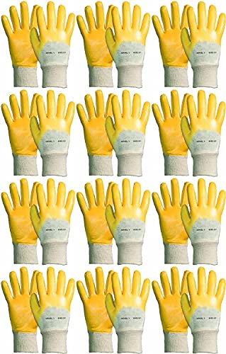 Novatool 60 Paar Gartenhandschuhe Herren I Grö0e 10 I Nitril | Ölabweisend I EN388:2016 3111X I Arbeitshandschuhe Dornenfest Gartenhandschuhe Damen Nitrilhandschuhe Gelb