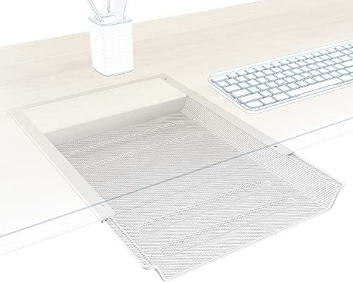 KD Essentials – Tiroir de bureau, range les documents A4 et les fournitures discrètement, tiroir de rangement pour bureau à domicile – métal blanc
