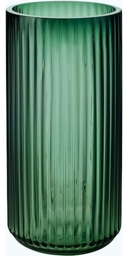 DECORPIA Vaso da fiori in vetro verde ispessito di alta qualità, 20 cm, vaso da fiori in vetro a coste, per decorazioni rustiche per la casa, vasi decorativi per fiori per una fattoria moderna, ideale