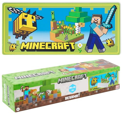 Minecraft Desk Pad for Kids and Teenagers, Non-Slip Desk Mouse Mat 80 x 35cm - Gamer Gifts (Green)