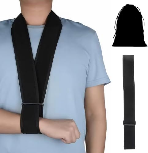Katslyn Arm Sling, Sshoulder sling,sling for arm support, Shoulder Sling Adjustable Arm Sling Breathable Support for Broken Wrist Shoulder Injury Elbow Wrist Hand Arm Support for Men Women(Black)