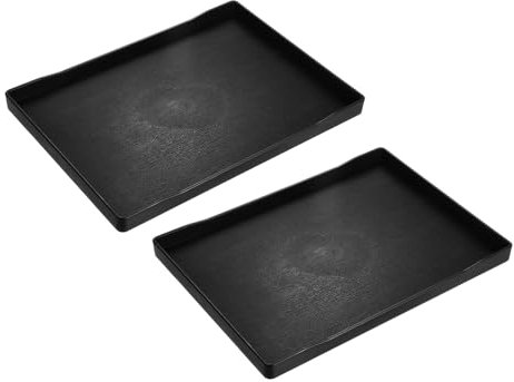 QUARKZMAN 2 Piezas Bandeja de Servicio Pequeña Negra Mini Bandeja 6 x 9 Bandejas Rectangulares de Plástico Decorativas de Madera para Desayuno Cocina Baño