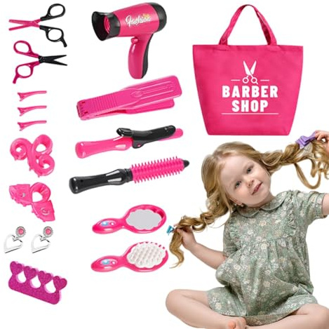 Ensemble de Salon de Beauté pour Filles | Ensemble de Coiffure pour Faire Semblant | Play Set de Salon de beauté avec sèche-Cheveux | Mode Jeu de Simulation de Coiffeur pour 3 Ans Plus Enfant