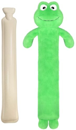 Bseical Bolsa de agua caliente de 2L, larga con funda suave, desmontable y lavable, para niños, premium, de oso de felpa suave y agradable, regalo
