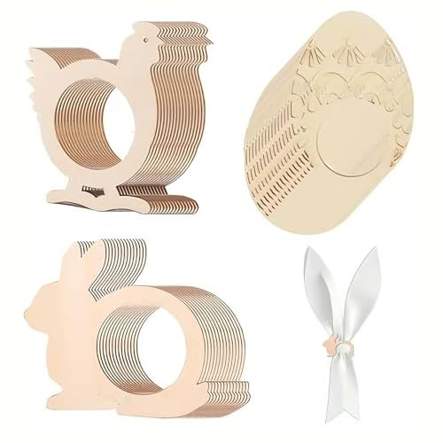 anelli per tovaglioli pasquali in legno 30 pezzi assortiti decorazioni tavola Pasqua con forme coniglio uovo pulcino per brunch festa primavera decorazioni fai da te