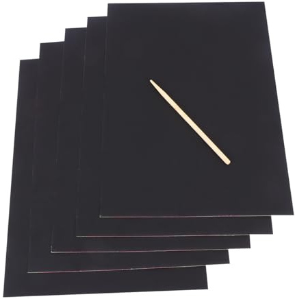 Operitacx Carta per Disegno Scratch Nero 2 Confezioni da 10 Pezzi per Finitura Fine per Sviluppare L'immaginazione Uso in Asilo e Casa