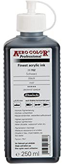 Schmincke - AERO COLOR® Professional, Schwarz, 250 ml, 28 702 027, feinst-flüssige, farbstarke Acrylfarbe für Acrylmalerei, Airbrush, Mixed Media
