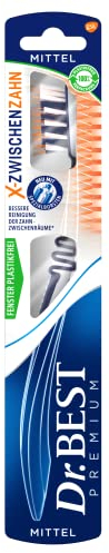 Dr.BEST X-Zwischenzahn Zahnbürste, mittel (1 Stück), für eine bessere Reinigung der Zahnzwischenräume* *In Labortests verglichen mit einer Zahnbürste mit Flachschnitt