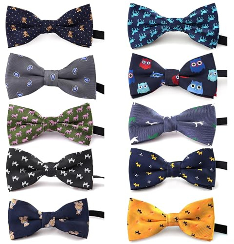 TOPTIE Set med 10 justerbara hundflugor, rosetthalsband, husdjur, slips, valp, kattunge, halsband, hållbart och bekvämt