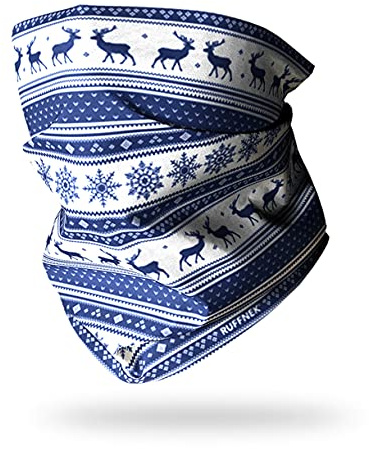 Ruffnek NORDIC BLUE WINTER/STAG DESIGN Multifunctional Neckwarmer Snood Tube Skiing Scarf - Men, Women & Children
