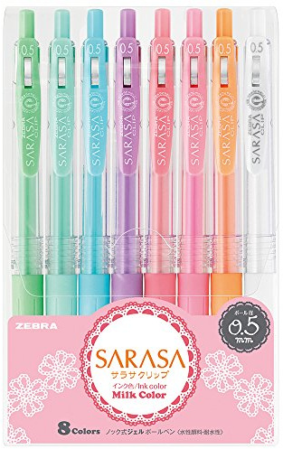ZEBRA Sarasa klämma 0,5 mm kulspetspenna, set med 8 färger (JJ15-8C-MK)