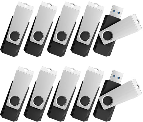 TOPESEL 32GB USB 3.0 Flash Drive 10 Pack Bulk, Thumb Drive USB Stick for Data Storage Backup, Jump Drive Pen Drive Zip Drive Memory Stick with Indicator, USB Storage Flash Drive Swivel Design