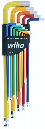 Wiha 66981 13-Piece Color Coded SAE Hex Key Allen Wrench Set, Ball End L-Key, .05-3/8, Made in Germany