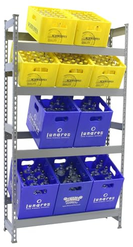 Simon Rack Etagère pour Caisses de Boissons, Etagère pour 12 Cassette, 4 Niveaux, Charge par Niveau 100 kg, 2000x1000x300 mm, Etagère pour Caisses de Boissons en Métal, Gris - Simonbottle