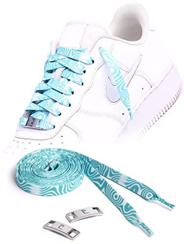 Laces CUSTOMLACE Schnürsenkel mit Muster für Sneaker | Unreal, 120cm | Bunt, Zweifarbig, Flach, Breit, Weiß, Gratis Logo Charms, Geschenkset, Designed in Germany