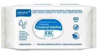 Toallitas humedas para la higiene limpieza corporal de adultos SALUSTAR 60 uds