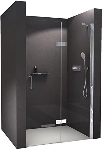 BERNSTEIN Puerta de ducha con puerta giratoria Ducha de nicho de 100x195 cm de vidrio de seguridad templado de 8 mm con revestimiento NANO mampara de ducha NT403 - bisagra de puerta a la derecha