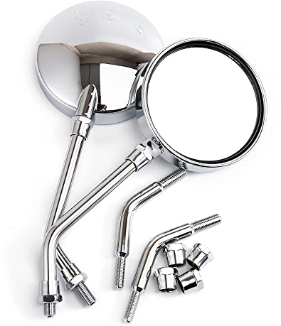 Motorrad Seitenspiegel Chrom Runde Rückspiegel für Motorrad Roller ATV Cafe Racer Bobber Chopper