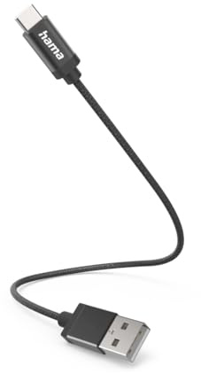 Hama USB 2.0 Kabel - USB-A Stecker auf USB-C Stecker, 0,2 m, 480 Mbit/s, Schnellladung, kompatibel mit Android, iPhone, Samsung