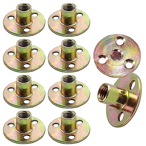10 Stück Flanschmuttern T Mutter M10,Flansch mit Runder Basis, M10*37 * 2.5mm, Flanschmuttern 3 Loch T Mutter m10, Kohlenstoffstahl Einschlagmuttern Möbelbeschläge Innengewinde