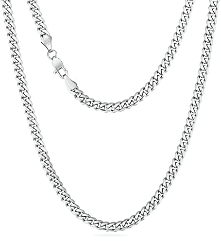 KRKC&CO 6mm Kette Herren, Herren Edelstahl Panzerkette mit Diamantschliff, Silbrig Cuban Link Chains Silberkette, Geschenke für Damen Mädchen Männer Jungs, [Länge 55,9cm]
