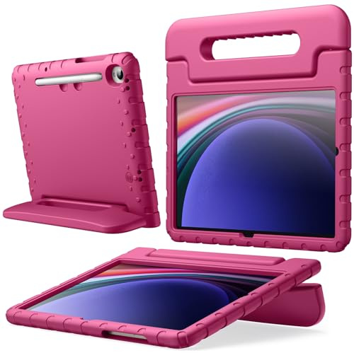JETech Barnfodral för Samsung Galaxy Tab S9 11, Plommon | Med Handtagsstativ, Stötskyddad Lättviktsdesign, S Pen-Laddning, Barnvänligt Skydd
