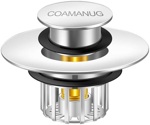 COAMANUG Bathtub Stopper | Shower Drain Hair Catcher, Pop-up Tub Stopper with Strainer | Pop-up Bathtub Drain Plug | Drai Protector for 1-1/2 to 1-3/4 Bath Drain Hole- Pearl Chrome