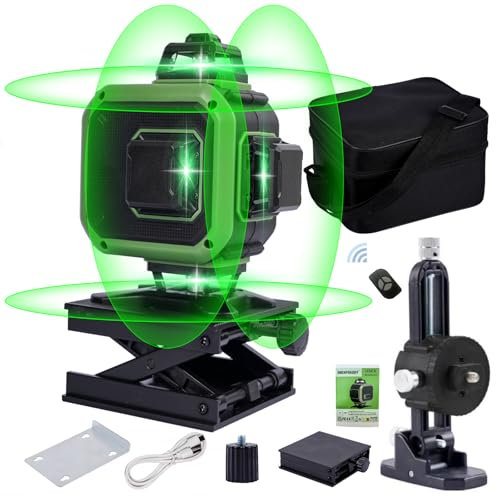 Niveau Laser 4 x 360°, 4D 16 Lignes Laser Rotatif Vertical Horizontal d'outil, Autonivelant de Niveaux avec d'auto-nivellement Avec câble USB type - C