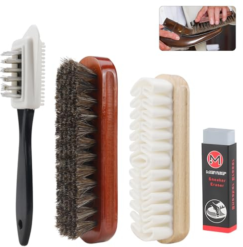 Wildlederbürste Schuhbürste 4-Teiliges Set Schuhbürsten Lederbürste Raulederbürste Schuhbürste Wildleder Wildlederbürste für Schuhe für Rauleder, Nubuk, Wildleder und Veloursleder