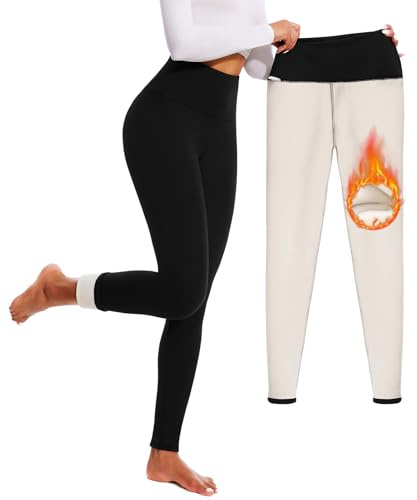 FULLSOFT Fleece Lined Leggings for Women – Thick High Waisted Winter Warm Yoga Pants Workout Tummy Control Thermal Warm Leggings(Black,X-Large)