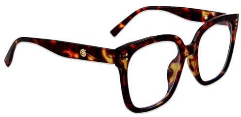 eModwey Lunettes de Lecture Anti-lumière Bleue pour Femme, Monture Surdimensionnée à la Mode, Lunettes de Vue Rondes, Lunette Gaming, pour Ordinateur et Gaming